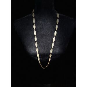 FRANCESCA VISCONTI Gold Oval Twisted Leaves Design Necklace 35" Opera Length